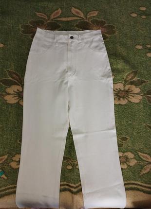 Белые брюки стретч на высокой посадке m