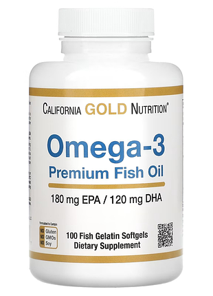California gold nutrition, риб’ячий жир з омега-3 преміальної якості, 2200 мг, 100 капсул