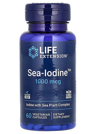 Life extension, морской йод - 1000 мкг, 60 вегетарианских капсул