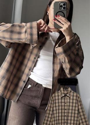 Картата сорочка zara s сорочка в клітинку zara коричнева рубашка zara