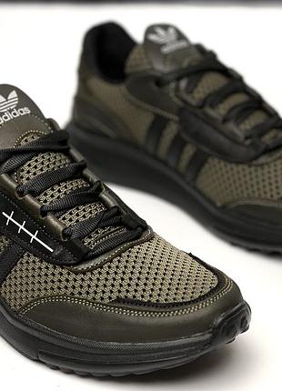 Кроссовки мужские adidas olive нубук-сетка