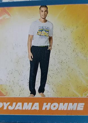 Чоловіча піжама комплект для дому міньон футболка штани з бавовни