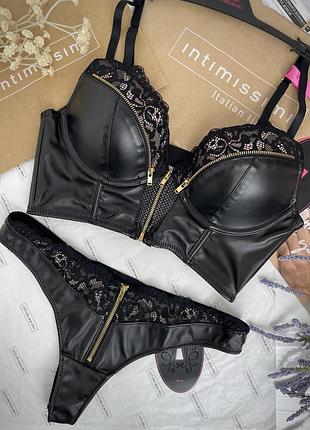 Бюстгальтер корсет шкіряний пуш ап hunkemoller