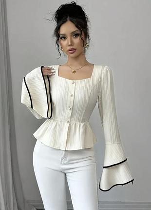 Новая блуза молочного цвета размер s m с пышными рукавами волшебная