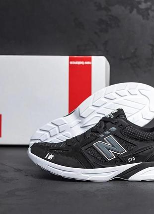 Кроссовки мужские new balance black кожа-сетка