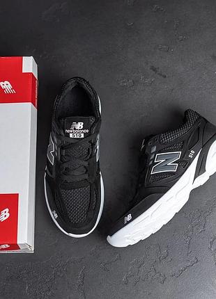 Кроссовки мужские new balance black кожа-сетка