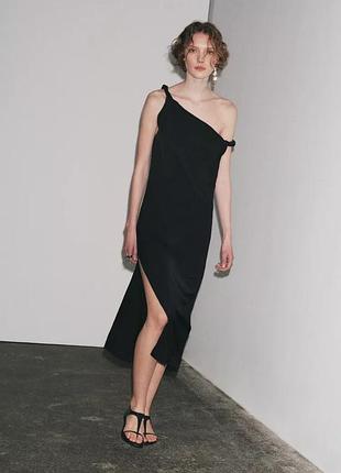 Атласна чорна сукня жіноча zara mew