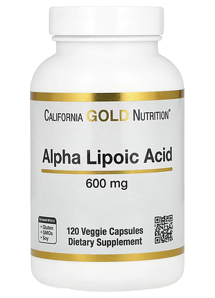 California gold nutrition, альфа-ліпоєва кислота 600 мг, 120 вегетаріанських капсул