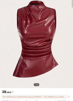 Топ shein из искусственной кожи.