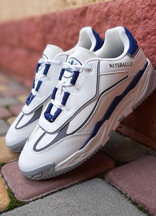 Кроссовки adidas niteball ими белые с синим на сером разграждении sale