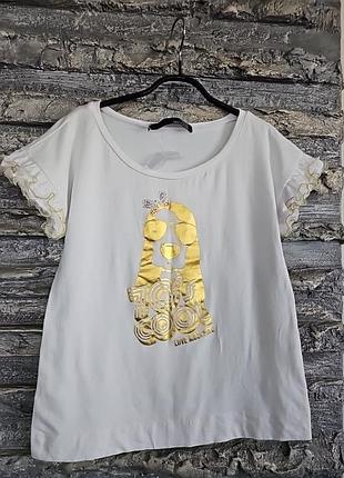 Белая футболка золото moschino