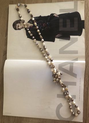 Натуральні морські перли, довге вінтажне жемчужне намисто, 118 см, дуже хороший стан2 фото