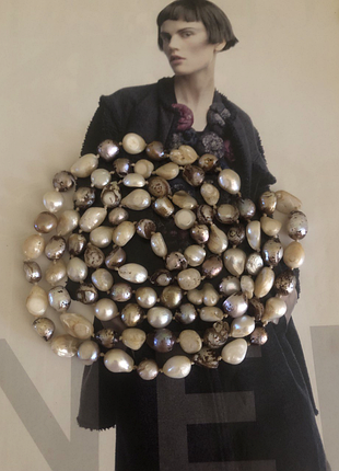 Натуральні морські перли, довге вінтажне жемчужне намисто, 118 см, дуже хороший стан