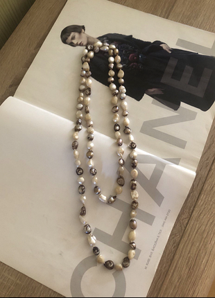 Натуральні морські перли, довге вінтажне жемчужне намисто, 118 см, дуже хороший стан5 фото