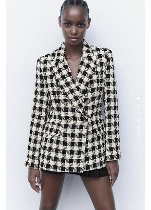 Жакет zara пиджак твидовый