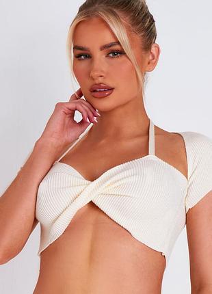 Топ в рубчик із зав’язками missyempire 🛍️1+1=3🛍️