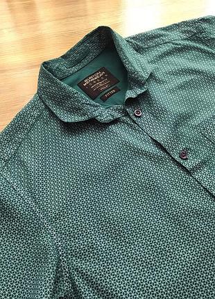 Сорочка чоловіча burton зелена з геометричним візерунком на короткий рукав