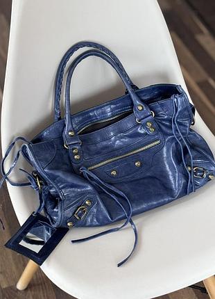 Винтажная кожаная сумка в стиле balenciaga city bag