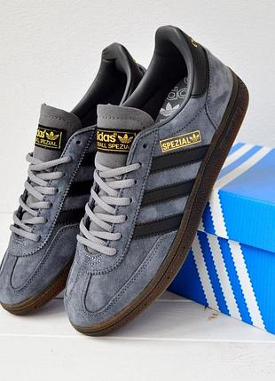 Adidas spezial кросівки кеди чоловічі адідас весняні осінні демісезонні демісезон топ якість низькі замша замшеві сірі з чорним