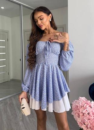 Сукня жіноча софт / сукня жіноча софт принт квіточка / сукня легка з корсетом є обмін