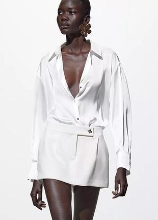 Базовая белая атласная рубашка zara new