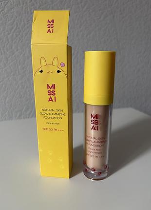 Тональная основа для лица missai natural skin glow luminizing foundation spf 30 pa+++, тон 01, 30 г