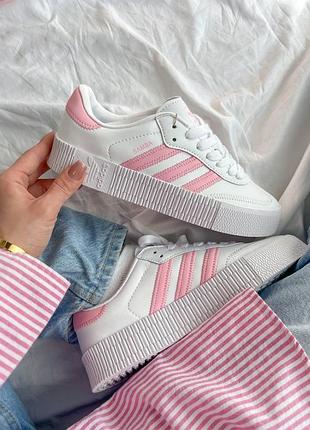 Кросівки samba white/pink2 фото