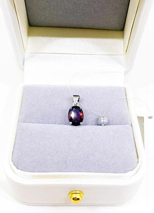 Подвеска кулон овал гранат красный камень с камнями камни серебро 925 проба новые с биркой