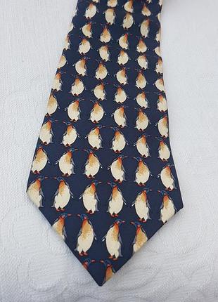Вінтажна шовкова краватка beaufort tie rack пінгвіни2 фото