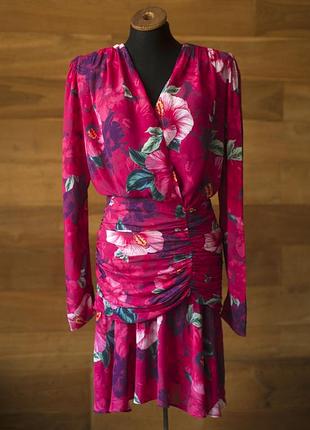 Летнее платье с цветами цвета фуксии миди женская pinko, размер s