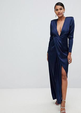 Шикарное атласное платье макси на запах asos edition