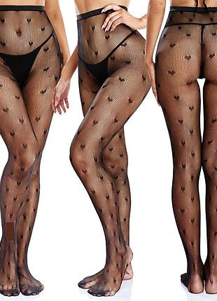 Жіночі колготки з сердечками колготи в сіточку 1238