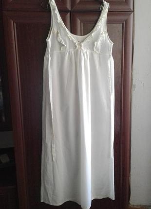 Кремовая ночная рубашка тканевая с прошвой kayser великобритания батал