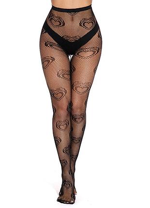 Жіночі колготки з сердечками колготи в сіточку 1241