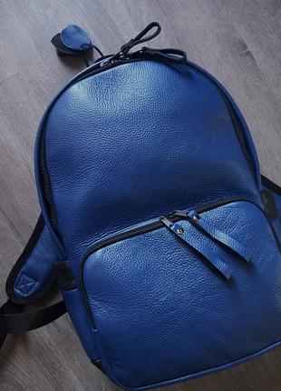 Кожаный натуральная кожа синий рюкзак ручной работы