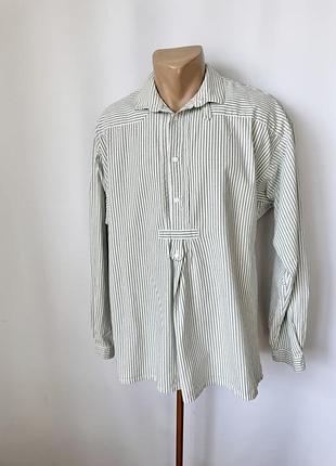 Gossl винтаж баварская мужская рубашка сорочка в полоску белая с зеленым традиционная альпийская австрийская