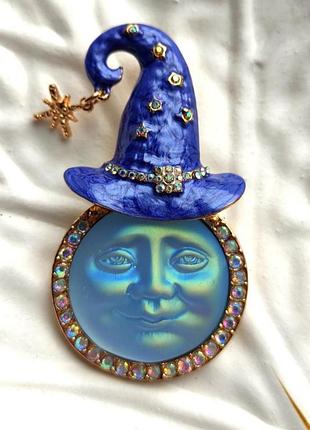 Брендовая оригинальная брошь в стиле кожкс фолли 💙💥!!kirk's folli- месяц в колпаке.4укс фолли💥