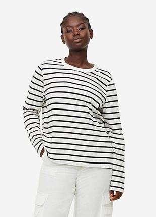 Новий бавовняний лонгслів в полоску h&m