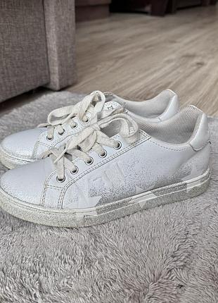 Белые кеды кроссовки трусарди trussardi с блестками звездами