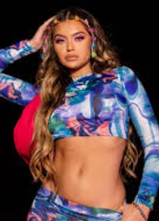 Новий кроптоп кроп топ кроп-топ від plt prettylittlething з довгими рукавами яскравий