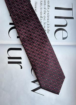 Краватка van buck pure silk england бордова у клітинку абстракція