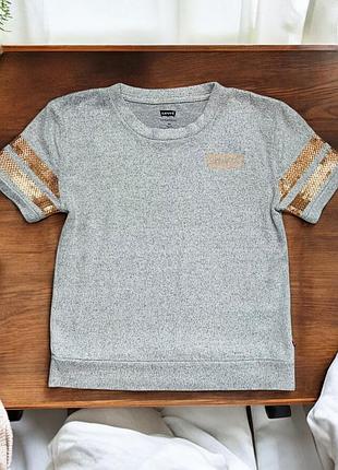 Оригинальная футболка с пайетками levis для девочки 10 лет