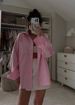 Сорочка льон в смужку, стильна