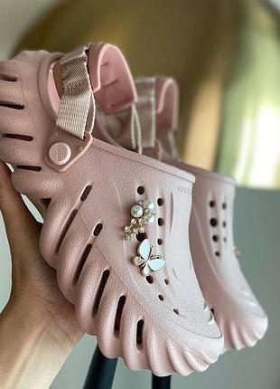 Крокcи шльопанці сабо рожеві crocs echo clog pink clay