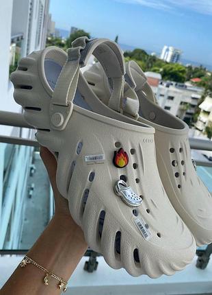 Шлепанцы cабо кроксы crocs echo clog stucco
