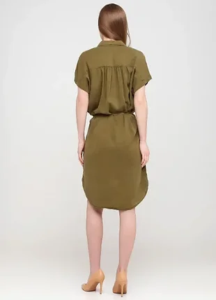 Оливковое кэжуал платье рубашка h&m 10