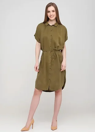 Оливковое кэжуал платье рубашка h&m 9