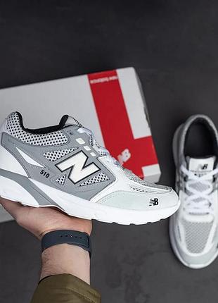 Кроссовки мужские new balance grey-white кожа-сетка
