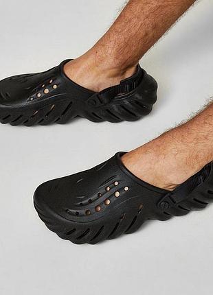 Крокси оригінал шльопанці сабо чорні crocs echo clog black m8 m9 m10 m11