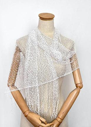 Шарф женский ажурный лёгкий сетка белый